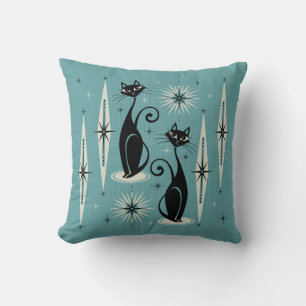 Coussin Mi-siècle Meow en bleu