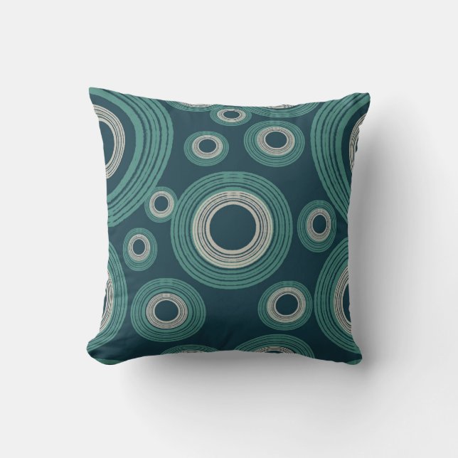 Coussin Mi-siècle moderne Cercle Turquoise (Recto)