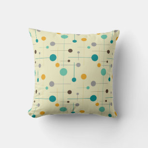 Coussin Mi-siècle Moderne Formes Rétro Points gris jaune
