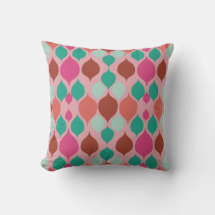Coussin Mi-siècle moderne rose géométrique