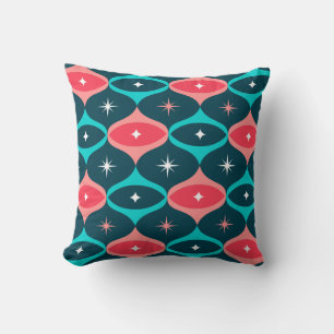Coussin Mi-siècle Moderne Starburst Motif Retro Turquoise