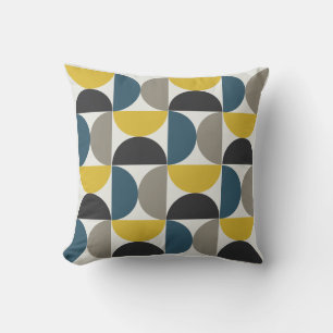 Coussin Mi-siècle moderne Turmer Gunmetal et bleu