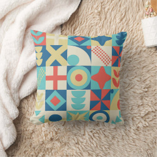 Coussin Mi-siècle tendance néo-géométrique vintage