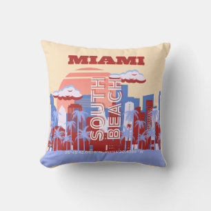 Coussin Miami Beach, Art de voyage à Miami, Rétro