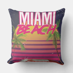 Coussin Miami Beach, Floride affiche de voyage vintage