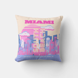 Coussin Miami Beach, Miami Travel Art, Preppy