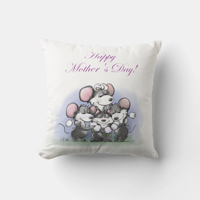 Coussin Mic, Mac et Moe's Happy Mother's Day (Recto)