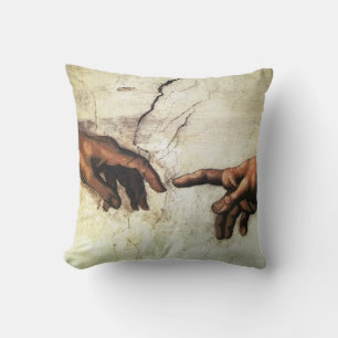 Coussin Michelangelo mains art vintage
