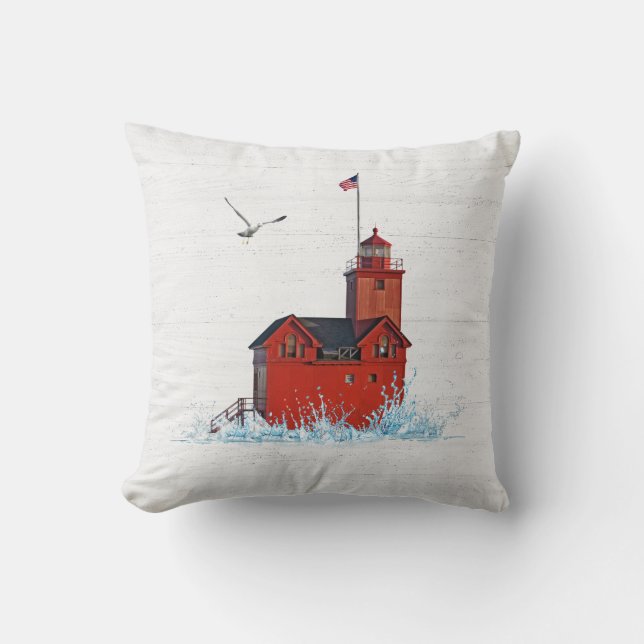 Coussin Michigan Big Red Lighthouse (Recto)