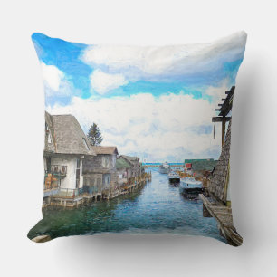 Coussin Michigan Fish Town Painting
