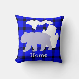 Coussin Michigan Ours à Domicile en Plaid de Buffalo