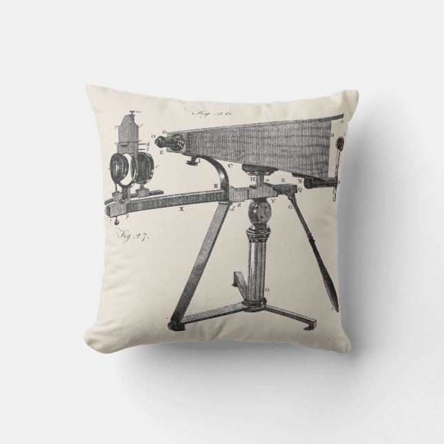 Coussin Microscope du XVIIIe siècle Antique Science INSTRU (Recto)