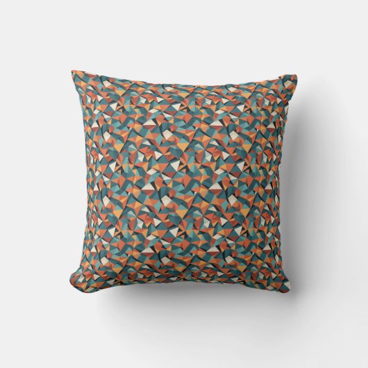 Coussin Mid-Century Geometric Teal & Orange Pattern (Recto)