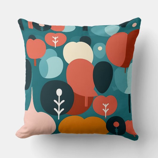 Coussin Mid-Century Modern Abstract Forest Pillow (Recto)