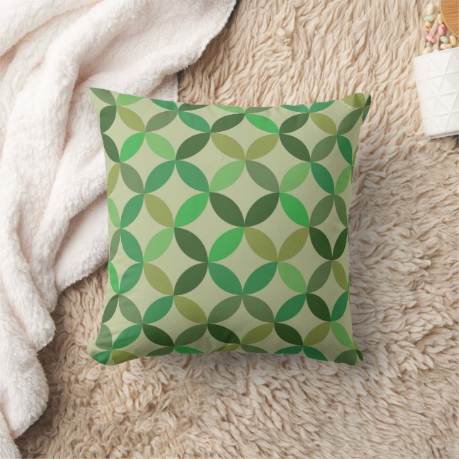 Coussin Mid century Modern Geometric Green Circles Pattern (Couverture)
