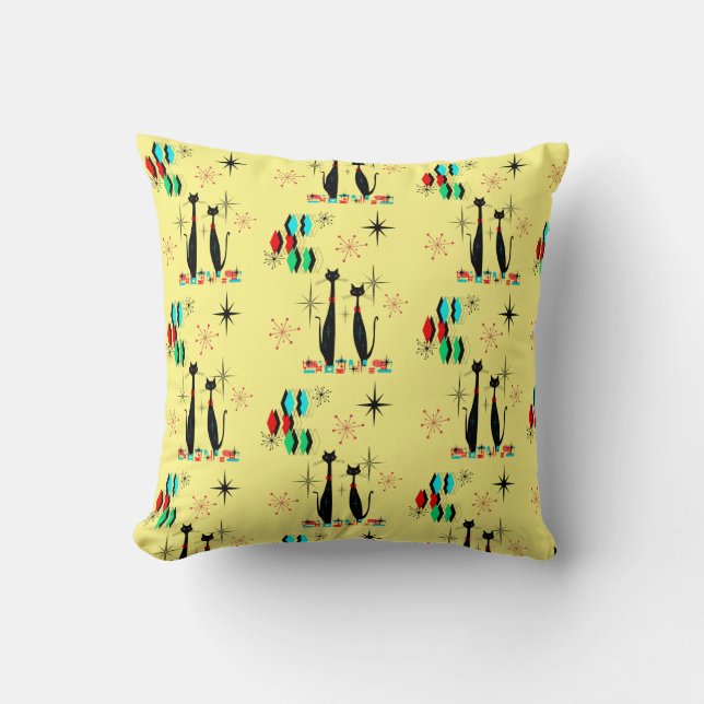 Coussin Mid Century moderne Cool Chat et Starburst ère ato (Recto)