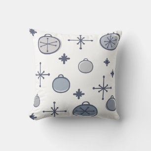 Coussin Mid Century Moderne Rétro Art de Noël Argent