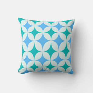 Coussin Mid Century Retro Starburs Motif Turquoise Bleu