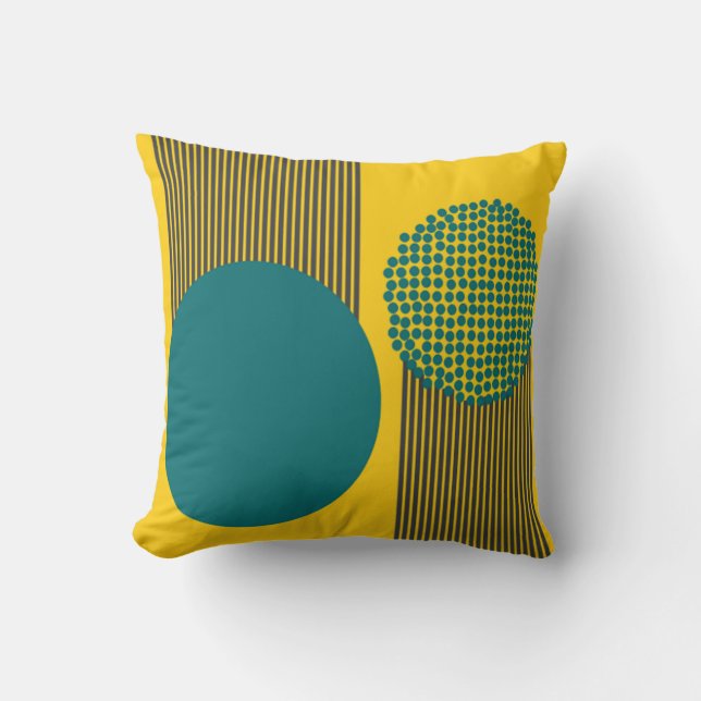 Coussin Midcentury Modern Circle and Lines (Recto)