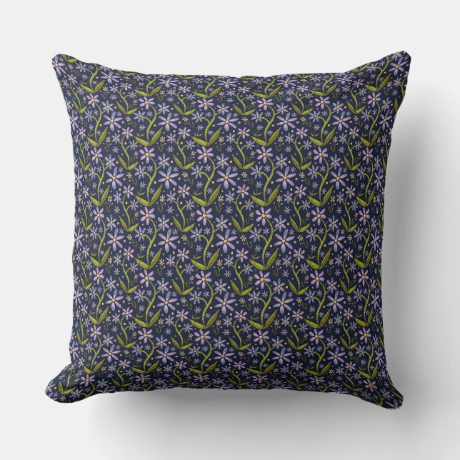 Coussin Midnight | Dancing Watercolor Daisies (Recto)