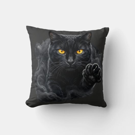 Coussin Midnight Gaze Black Cat Pillow (Recto)