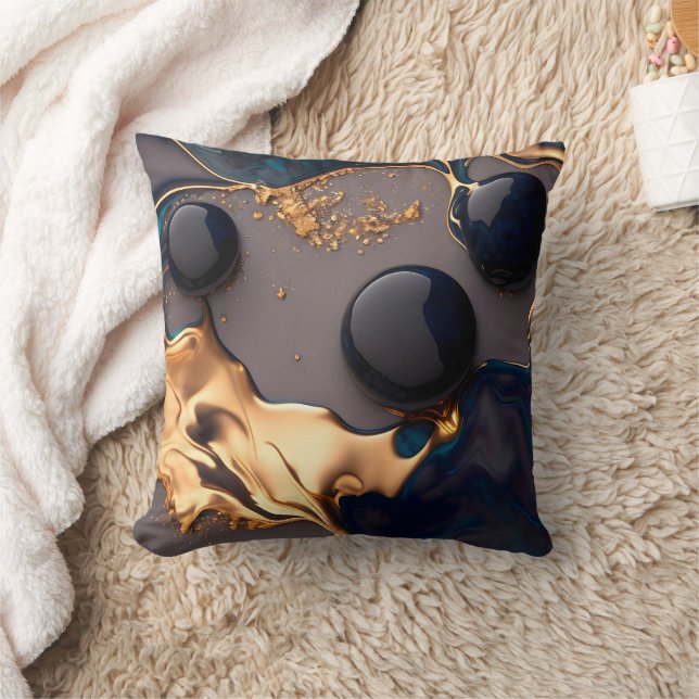 Coussin Midnight Gold Liquid Marble (Couverture)