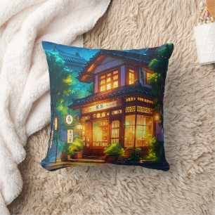 Coussin Midnight Matcha – Café japonais cosy lofi