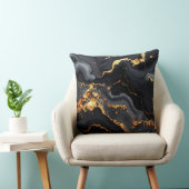 Coussin Midnight Onyx & Gold Leaf Abstract Pillow (Chaise)