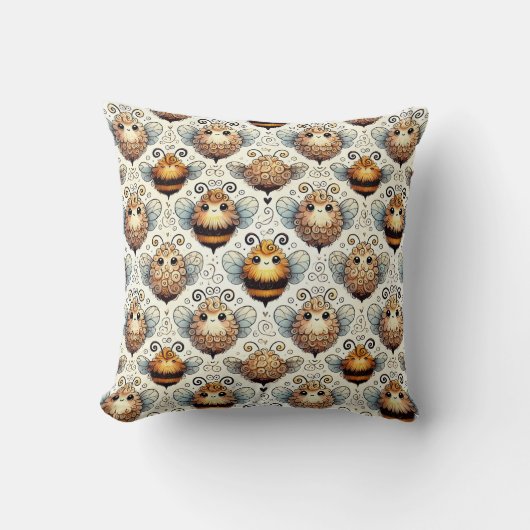 Coussin Miel Abeille Adorable pour Chambre d'Enfants, Cana (Recto)