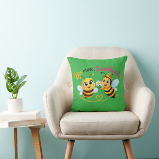 Coussin Mienne, chérie – Joli couple de abeilles romantiqu