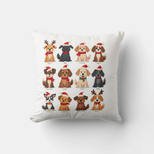 Coussin Mignon 12 chiens Xmas drôle amateurs de chiens Noë