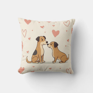 coussin mignon à deux chiots