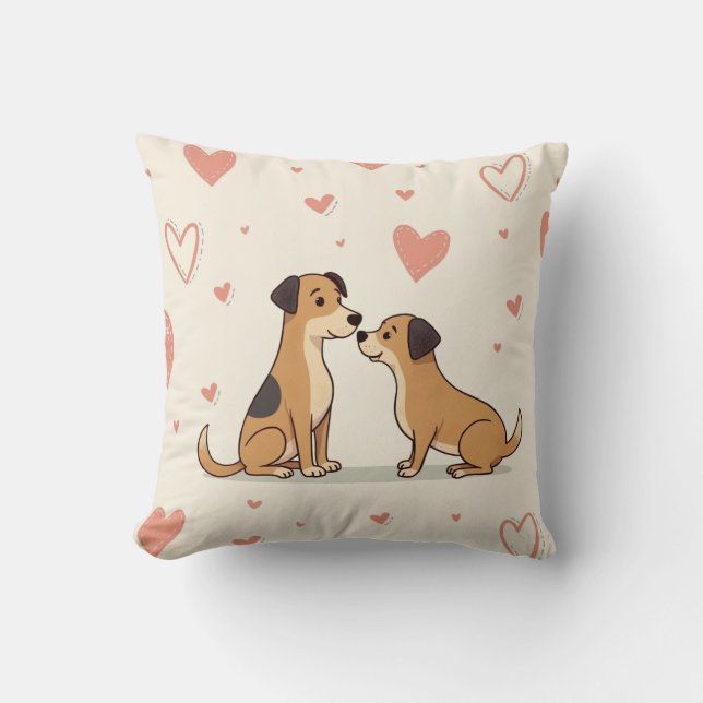 coussin mignon à deux chiots (Recto)