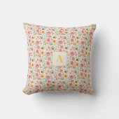 Coussin Mignon abeille de dessin animé fleur bleu monogram (Recto)