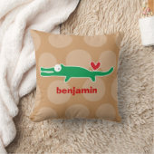 Coussin Mignon Alligator Vert Dessin Animé Amour Points Am (Couverture)