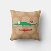 Coussin Mignon Alligator Vert Dessin Animé Amour Points Am (Recto)