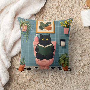 Coussin Mignon Art de Chat Amateur de Livres Salle de Bain