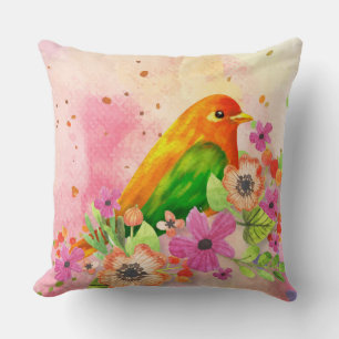 Coussin mignon aux petits oiseaux