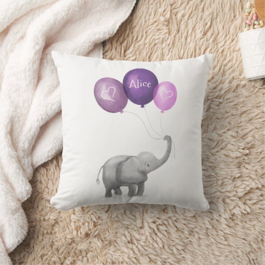 Coussin mignon bébé éléphant (violet) (Couverture)