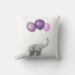 Coussin mignon bébé éléphant (violet)