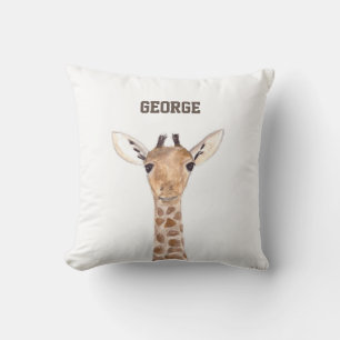 Coussin Mignon bébé girafe animaux aquarelle Jungle