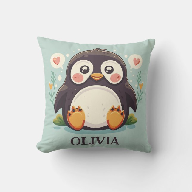 Coussin Mignon bébé manchot de dessin animé (Recto)
