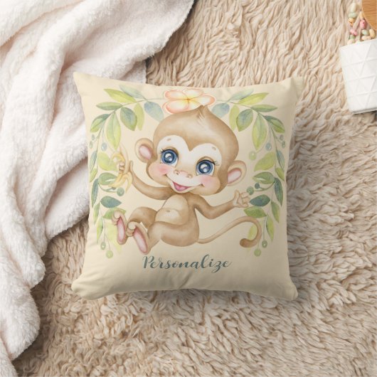Coussin Mignon bébé singe, joli animal de la jungle (Couverture)