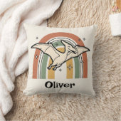 Coussin Mignon Boho Tons Terreux Dinosaure Volant & Arc-en (Couverture)