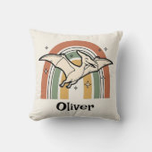 Coussin Mignon Boho Tons Terreux Dinosaure Volant & Arc-en (Recto)