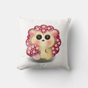 Coussin Mignon Champignon Rouge Kawaii Hérisson Art