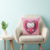 Coussin Mignon Chat Blanc avec Design de Kawaii Kitty Love (Chaise)