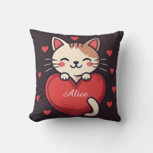 Coussin Mignon Chat Blanc avec Design Kawaii Kitty Love