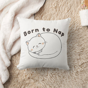 Coussin Mignon Chat Endormi Design D'art En Ligne “Né pour