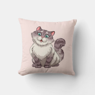 Coussin Mignon chat tigré gris amateur de chaton cadeau ro